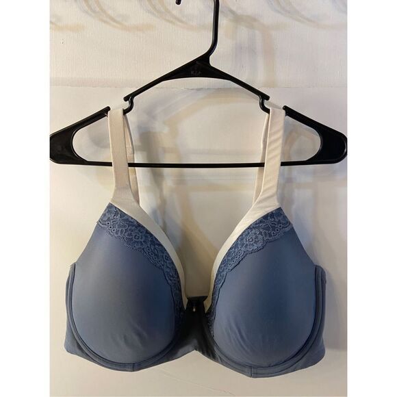 Soma 38DDD embraceable FC front clasp lace trim blue cream - Picture 1 of 5